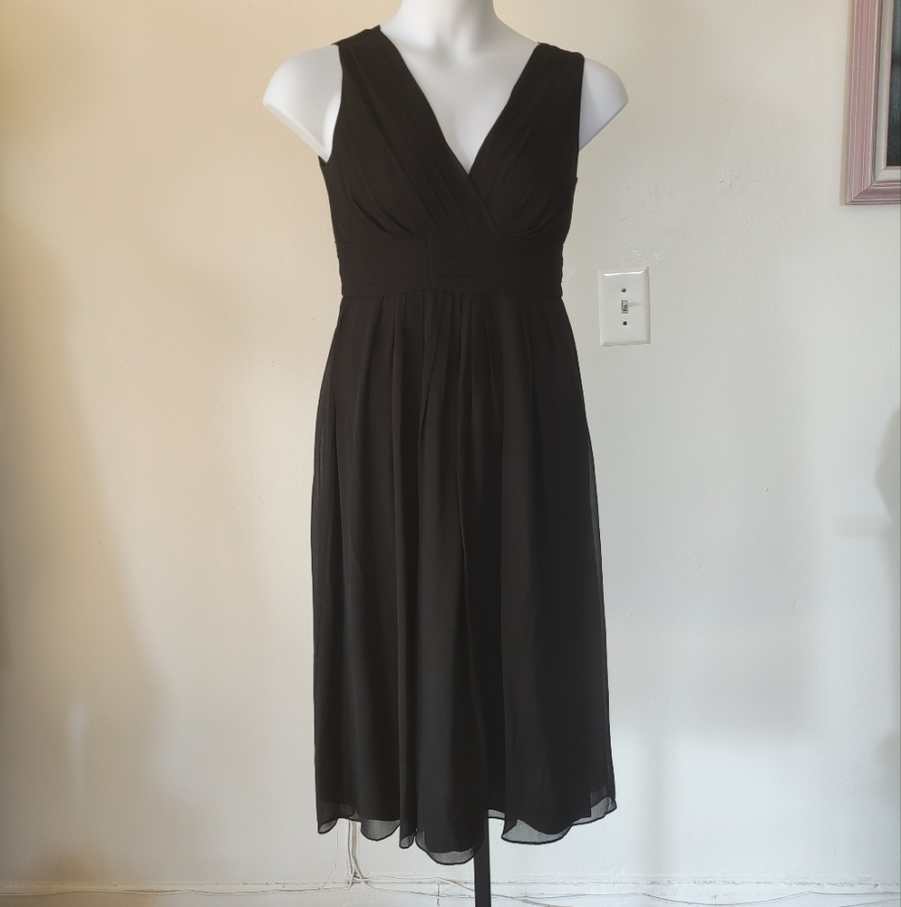 Rene Lezard Silk Elegant Black Sleeveless Dress Size 38/ US 8 Closet Staples